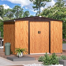 6x8 FT Galvanized Steel Outdoor Storage Shed, Small Metal Garden Tool