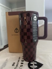 Hydrojug ACTA Ember Checkmate Burgundy Traveler 40oz Tumbler Cup New IN HAND