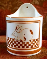 Vintage Painted Mancer Italian Ceramic Saltbox Wall Box #9199