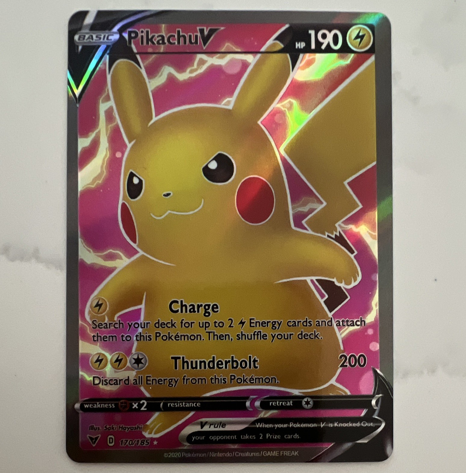 Pikachu V 170/185 Vivid Voltage Full Art Holo Ultra Rare English HP 190