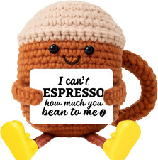 Cute Coffee Lover Birthday Gifts for Men Women Positive Crochet Coffee Cup