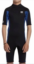 Billabong Foil Back-Zip Short-Sleeve FL Spring Wetsuit - Boys' Mid Blue, Size 14