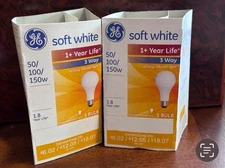 Older Style - GE Soft White - 3 Way - Light Bulbs - 50/100/150w - 2 Pack