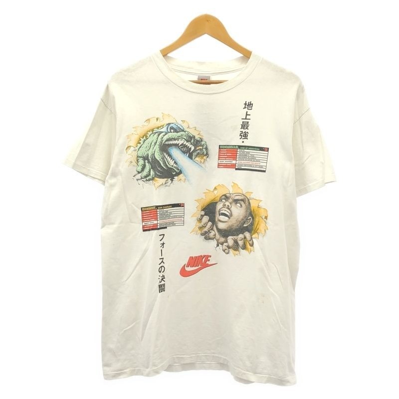 Nike 90s Charles Barkley vs Godzilla Graphic T-Shirt White Size L Made in USA
