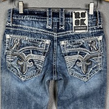  250 Mens Rock Revival Jeans "Leono" Leather Tag Slim Boot Straight 30 X 30