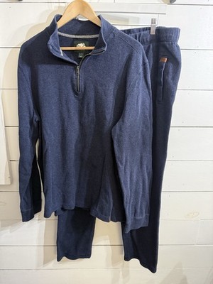 Roots Canada Sweatshirt 1/4 Zip Pullover Size XL Navy Blue Ribbed Sweatpants XXL