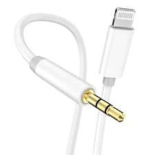 [Apple MFi Certified] Aux Cord for iPhone, Lightning to 3.5 mm TPE, White 