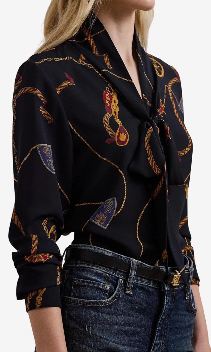 Ralph Lauren tie neck プリント ワンピース BLACK $_57.JPG?set_id=880000500F