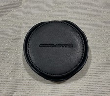 CORVETTE ENGRAVED BLACK LEATHER COASTERS WITH LEATHER HOLDER SET OF 4 RARE