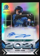 2021 Bowman Chrome HARRY FORD Auto Refractor SP /250 Class of 2021 Mariners