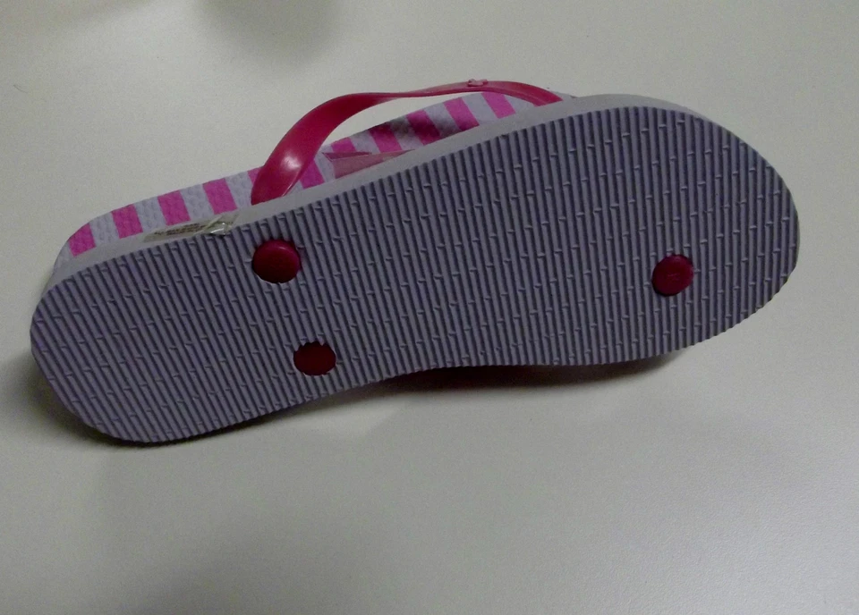 Chanclas para damas "Pink Ribbon" con conciencia sobre el cáncer de mama (a rayas) nuevas con etiquetas (L 9/10) Foto 2 de 4