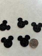 40 Mickey Mouse Paper Die Cut Punches Confetti Party Birthday Black Glitter