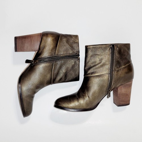 Cole Haan Cassidy D40549 Leather Ankle Booties Metallic Bronze Shoes Wms 8B US - Picture 14 of 18