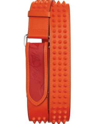 Christian Louboutin Spike Loubi Leather Belt Bright Orange  display picture 3
