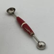 Vintage EKCO Melon Baller Melonballer Two-Tone Wood Handle Chromed Steel USA