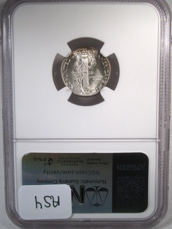 1943-D Silver Mercury Dime NGC MS67FB Coin AS4 - Image 3 of 4