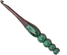 Crochet Set Hook Knitting Wooden and Resin Mix Needles Knitting Set of 7 Green