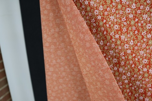 Vintage Double Knit Stoff Material Strick Orange Ditsy Floral Pixel Retro Rost - Bild 5 von 8