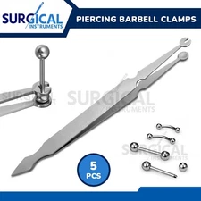 5 Pcs Piercing Barbell Clamps Forceps Pliers Catch Barbell Jewelry Clamp Tweezer