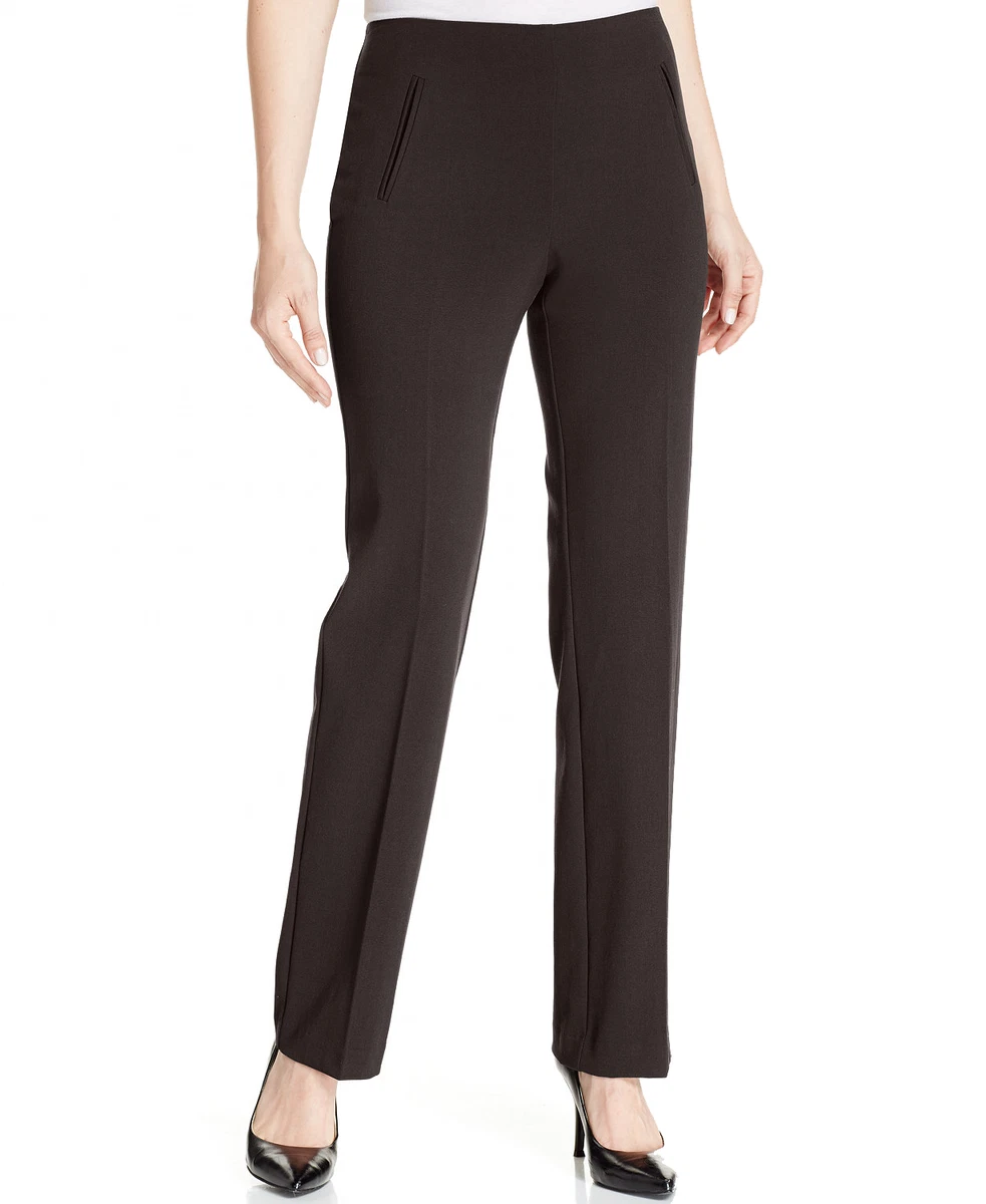 Style & Co Women's Petite Straight-Leg Tummy-Control Pants (10P, Espresso  Roast)