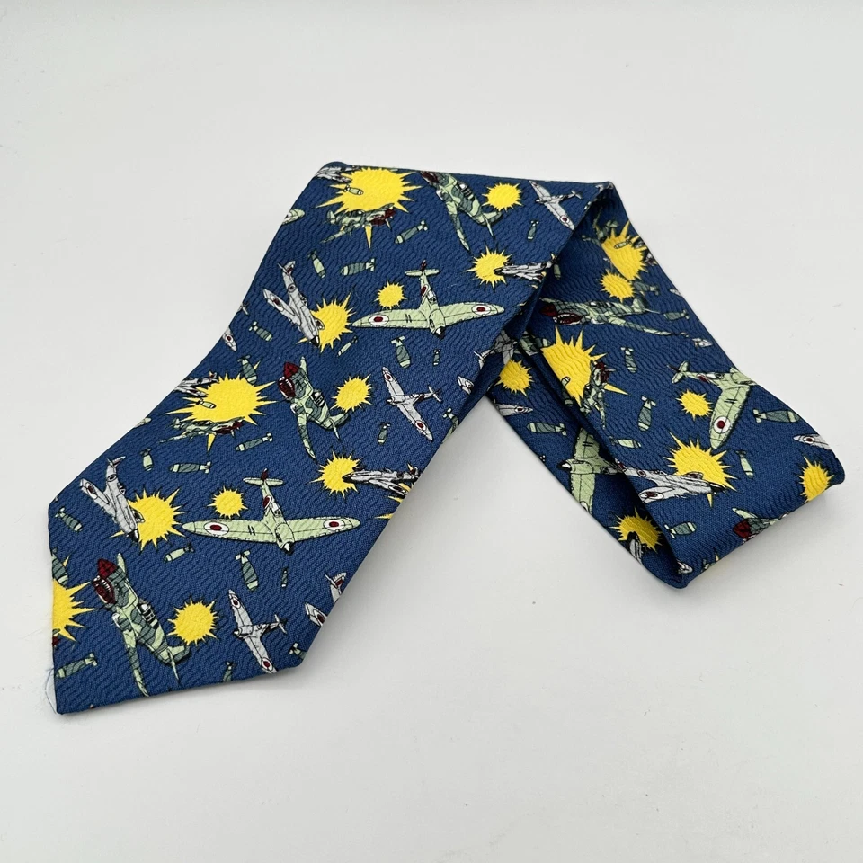 Corbata De Colección Jonathan Rogers Talla Única Azul Amarillo Aviación Fuerza Aérea Combatientes Foto 3 de 4