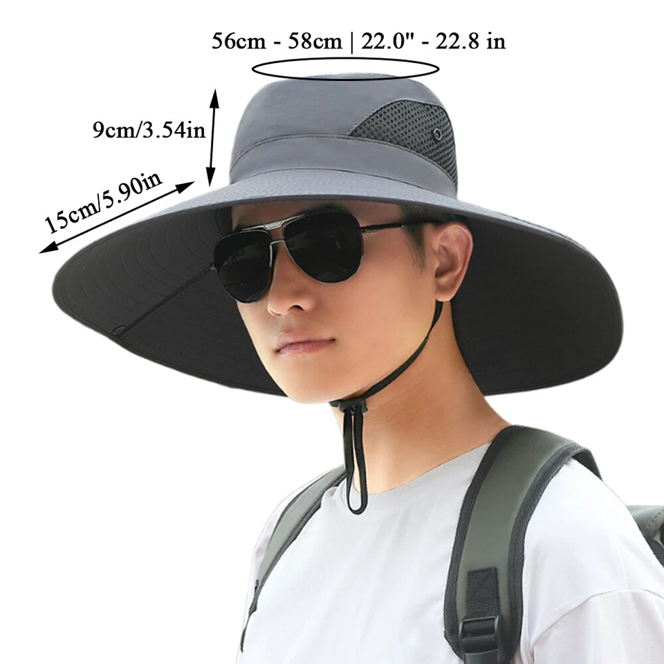 Sombrero de ala ancha con rango de protección extra grande para pesca protección solar UV ∂ Foto 3 de 4