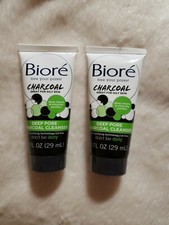 Lot of 2 Biore Deep Pore Charcoal Cleanser 1oz Each Travel Size Oil Free