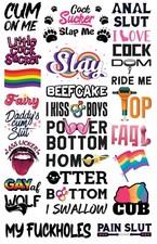 37 Naughty Temporary Tattoos Adult Body Art Slave Kinky Sex Hot Slutty Stickers