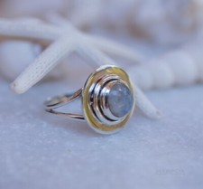 925 Sterling silver Natural Moonstone Ring Gemstone Women Jewelry For Her M 18