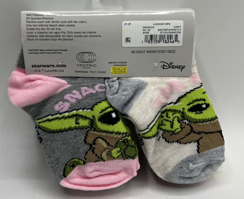 Girls Size 2T-3T Disney Star Wars Mandalorian 10-Pairs Toddler Socks Safety Toes - Picture 4 of 6