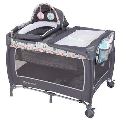 Baby Trend Lil Snooze Deluxe II Playard - Forest Party Grey Design