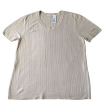 White Stag Knit Blouse Woman 2X (18W-20W) Tan Stretch Soft Relaxed Fit Casual