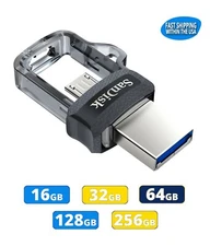 Sandisk Ultra 32GB 64GB 128GB 256G m3.0 Dual MicroUSB & USB Flash Drive lot