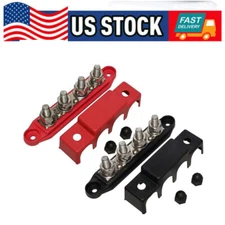 NEW 3/8" / 5/16" 4 Stud Power Distribution Block -BUSBAR- With Cover Set