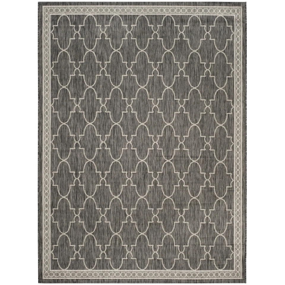 SAFAVIEH Outdoor CY8871-36621 Courtyard Black / Beige Rug - Image 4 of 4