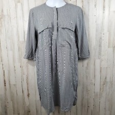 H&M Womens Shirt Dress 6 Black White Striped 100% Viscose R18