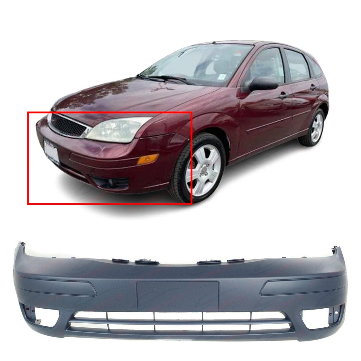 Primed Front Bumper Replacement Fascia for 2005 2006 2007 Ford