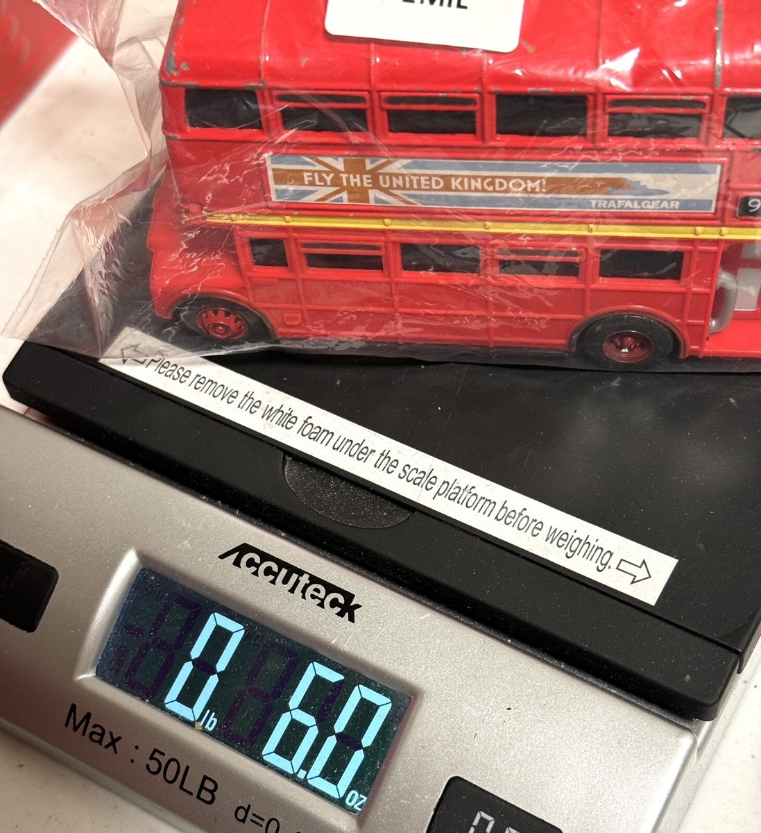 Disney Pixar Cars London Double Decker Red Bus 91 Crosshead