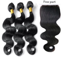 Brazilian Virgin Hair Body Wave 3 Bundles 20"22"24" With 20" 4 by 4 Lace Closure