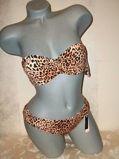 NWT Victoria Secret 34B M Bandeau Natural Leopard Swimsuit Bikini