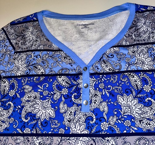 Croft & Barrow Woman’s 2X Blue 3/4 Sleeve Blouse - Picture 2 of 3