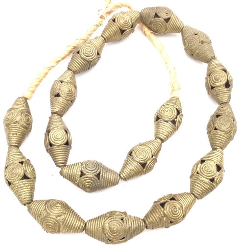 25 autentiche perle Ghana africane cera persa bicono naturale ottone commercio africano