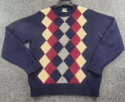 Vtg Brooks Brother Sweater Men's Sz 38/US LG Navy/Multi Shetland Wool Crew Neck