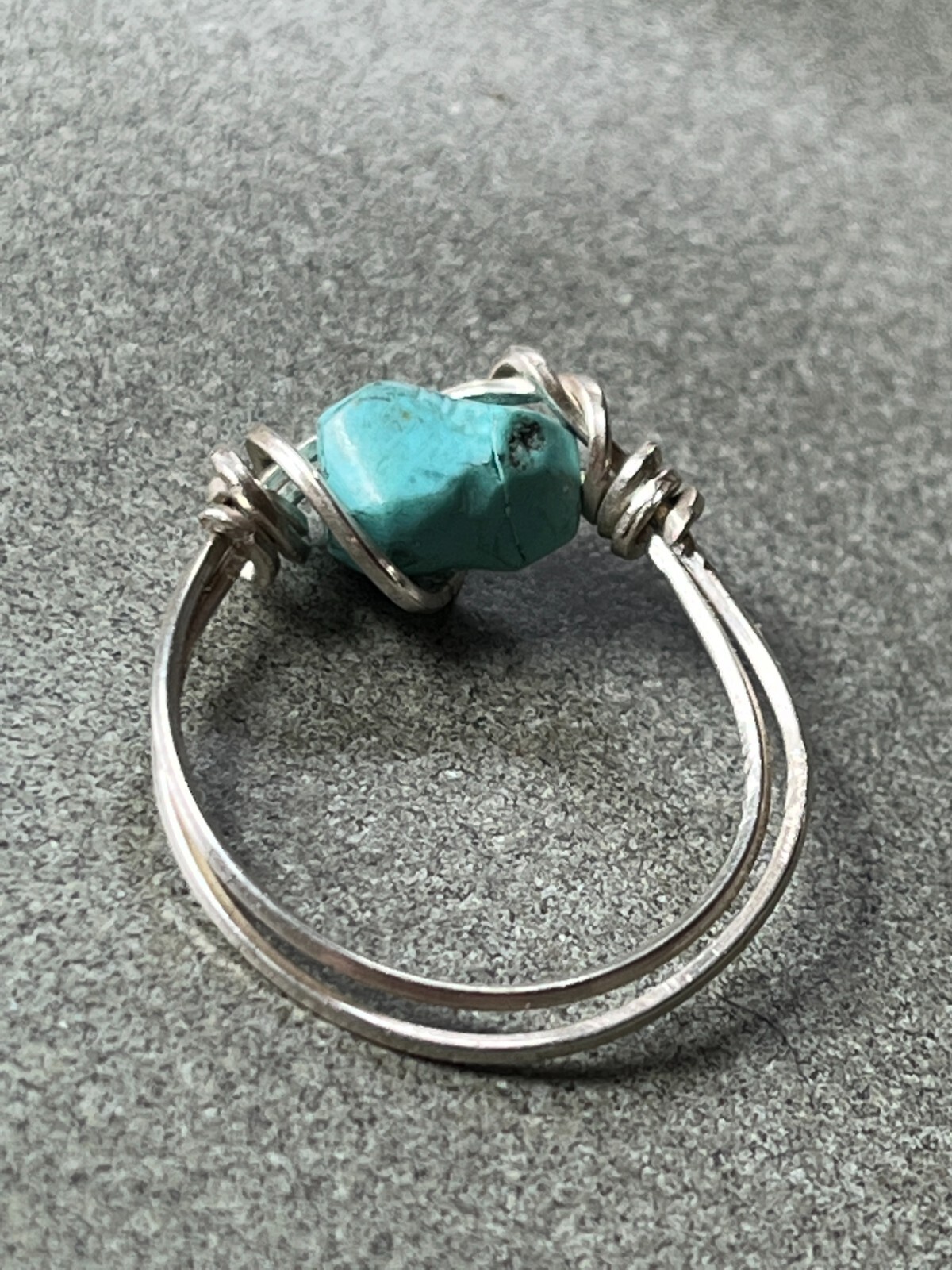 Thin Silvertone Double Wired w Wrapped Robin Egg … - image 4