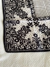 VINTAGE VERA SCARF BLACK AND WHITE 22 X 22 INCH 100 ACETATE MADE IN JAPAN