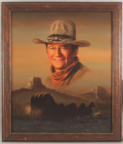 Quadro Peter Shinn American Western JOHN WAYNE cavallo cowboy carro conestoga senza prezzo di riserva - Foto 2 di 8