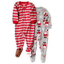 Carters Infant  Toddler Boys 2PC Santa Christmas Sleepers Set Pajamas