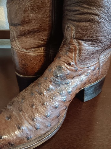 Vtg Circa 1977 Little's Boot Company Custom Chocolate Ostrich Boots 7D Last - Picture 11 of 17