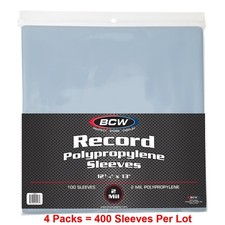 400 BCW 33 1/3 Record Album Poly Sleeves 12-3/4 x 13 - Acid Free - Archival Safe