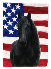 Caroline's Treasures Black Percheron Horse American Garden Flag WDK6520GF